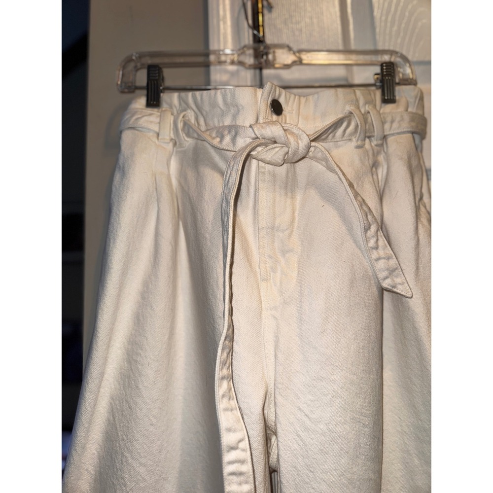 J Brand White Wide Leg Crop Jeans Paperbag Waist Casual Size 32 - Picture 4 of 12